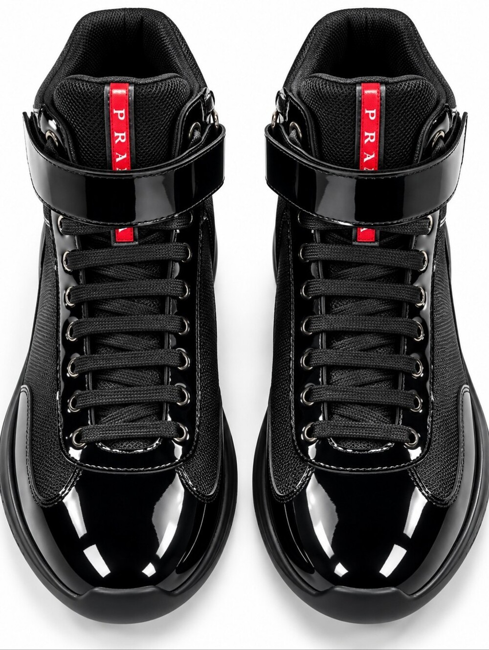 Prada Men’s Black Patent High-Top Sneakers EU 44